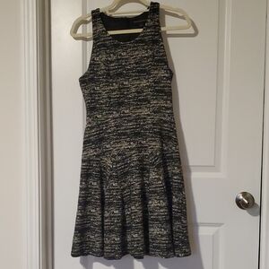 Banana Republic Black and Gray Knit Midi Dress